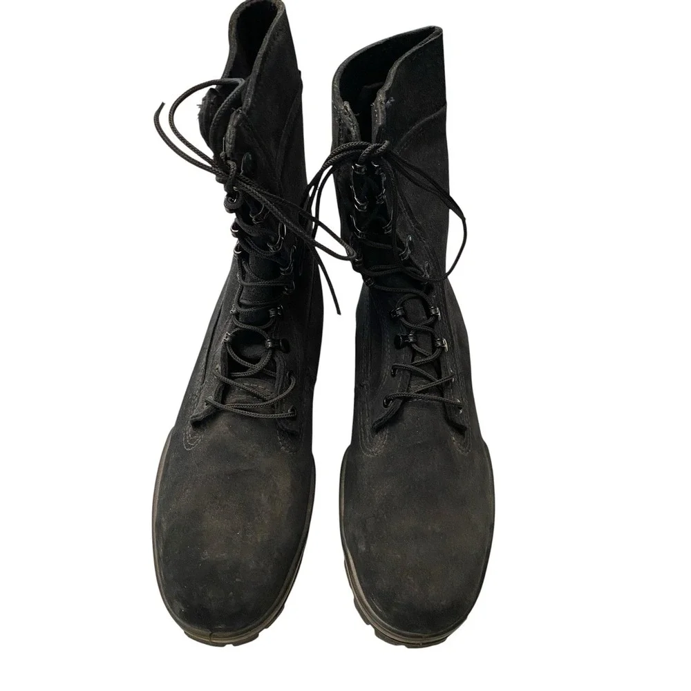 Bates E01421 Mens 10.5 EW Black Suede Leather Steel Toe Work Safety Boots Vibram